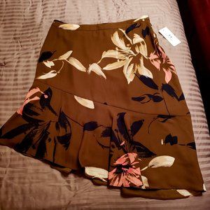 NWT HALSTON high / low length floral skirt 10